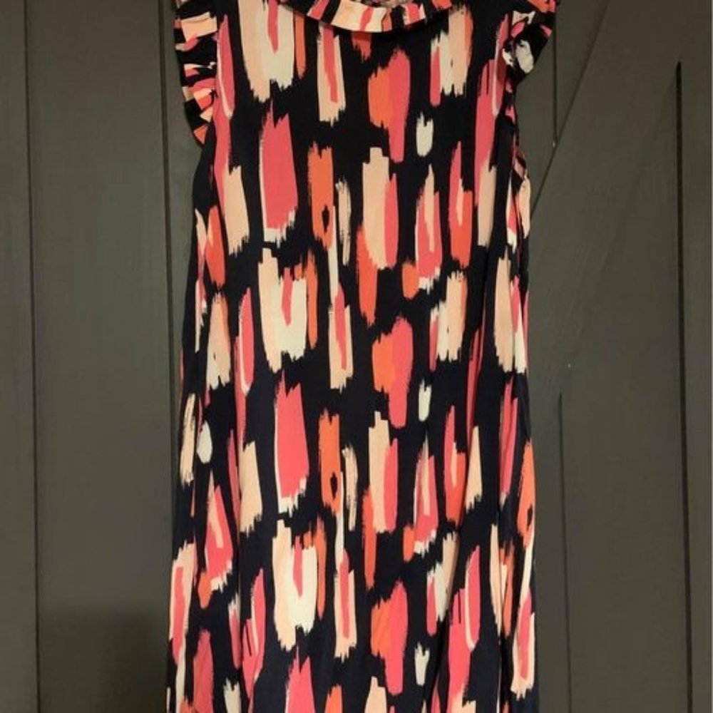 Sleeveless boutique dress.  Sz Medium.  Navy, white and pinks.